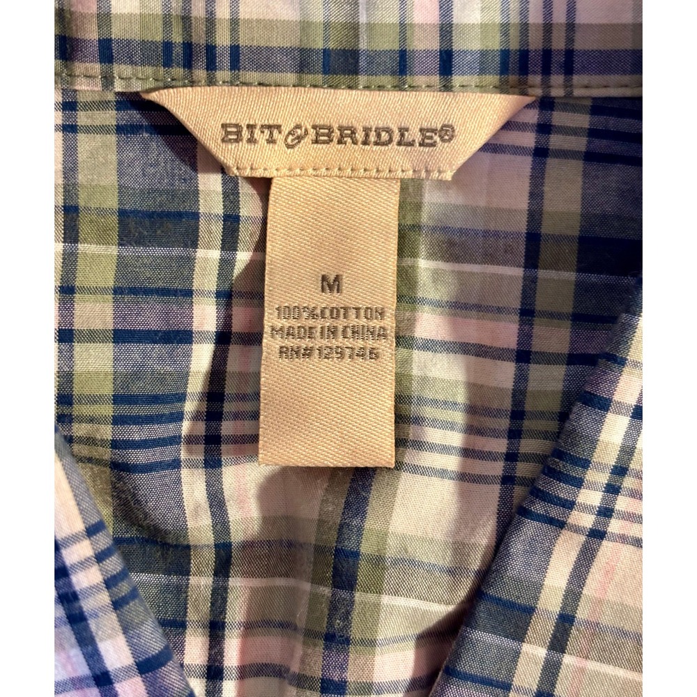 New Bit & Bridle Womens Plaid Short Sleeve Western Button Up Shirt Size M - Picture 4 of 6
